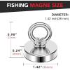 imageDIYMAG 2Pack 270 lbs123 KG Pulling Force Powerful Fishing Magnetswith Countersunk Hole Eyebolt Diameter 188 inch48 mm for Retrieving in River and Magnetic Fishing36mm