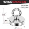 imageDIYMAG 2Pack 270 lbs123 KG Pulling Force Powerful Fishing Magnetswith Countersunk Hole Eyebolt Diameter 188 inch48 mm for Retrieving in River and Magnetic Fishing50mm