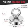 imageDIYMAG 2Pack 270 lbs123 KG Pulling Force Powerful Fishing Magnetswith Countersunk Hole Eyebolt Diameter 188 inch48 mm for Retrieving in River and Magnetic Fishing44mm