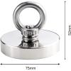 imageDIYMAG 2Pack 270 lbs123 KG Pulling Force Powerful Fishing Magnetswith Countersunk Hole Eyebolt Diameter 188 inch48 mm for Retrieving in River and Magnetic Fishing75 MM