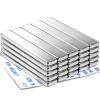 imageDIYMAG 4 Pack Strong Neodymium Bar Magnets Powerful Rare Earth Magnetic Heavy Duty Metal Magnet with DoubleSided Adhesive for Fridge Kitchen DIY Craft and Office Science 40x10x5mmSilver