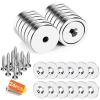 imageDIYMAG 6Pcs 126 inch 110lb Neodymium Round Base Cup MagnetStrong Rare Earth Magnets with Heavy Duty Countersunk Hole and Stainless Screws for Refrigerator Magnets Office Craft BlackSilver