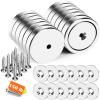 imageDIYMAG 6Pcs 126 inch 110lb Neodymium Round Base Cup MagnetStrong Rare Earth Magnets with Heavy Duty Countersunk Hole and Stainless Screws for Refrigerator Magnets Office Craft BlackSilver