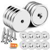 imageDIYMAG 6Pcs Neodymium Round Base Cup Magnet 40LBS Strong Rare Earth Magnets with Heavy Duty Countersunk Hole and Stainless Screws for Refrigerator Magnets Office Craft 079 x 02 inch SilverSilver