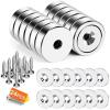 imageDIYMAG 6Pcs Neodymium Round Base Cup Magnet 40LBS Strong Rare Earth Magnets with Heavy Duty Countersunk Hole and Stainless Screws for Refrigerator Magnets Office Craft 079 x 02 inch SilverSilver