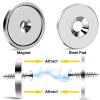 imageDIYMAG 6Pcs Neodymium Round Base Cup Magnet 40LBS Strong Rare Earth Magnets with Heavy Duty Countersunk Hole and Stainless Screws for Refrigerator Magnets Office Craft 079 x 02 inch SilverSilver