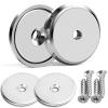 imageDIYMAG 6Pcs Neodymium Round Base Cup Magnet 40LBS Strong Rare Earth Magnets with Heavy Duty Countersunk Hole and Stainless Screws for Refrigerator Magnets Office Craft 079 x 02 inch SilverSilver