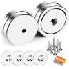 imageDIYMAG 6Pcs Neodymium Round Base Cup MagnetStrong Rare Earth Magnets with Heavy Duty Countersunk Hole and Stainless Screws for Refrigerator Magnets Office Craft 142 inch Blacksilver