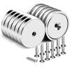 imageDIYMAG 6Pcs Neodymium Round Base Cup MagnetStrong Rare Earth Magnets with Heavy Duty Countersunk Hole and Stainless Screws for Refrigerator Magnets Office Craft 142 inch Blacksilver
