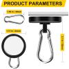 imageDIYMAG Black Magnetic Hooks 150LBS Strong Heavy Duty Neodymium Magnet Hooks with Swivel Carabiner Hook Great for Your Refrigerator and Other Magnetic Surfaces36mm Diameter200lbs4P