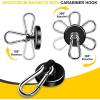 imageDIYMAG Black Magnetic Hooks 150LBS Strong Heavy Duty Neodymium Magnet Hooks with Swivel Carabiner Hook Great for Your Refrigerator and Other Magnetic Surfaces36mm Diameter110LBS7P
