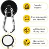 imageDIYMAG Black Magnetic Hooks 150LBS Strong Heavy Duty Neodymium Magnet Hooks with Swivel Carabiner Hook Great for Your Refrigerator and Other Magnetic Surfaces36mm Diameter110LBS15P