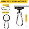 imageDIYMAG Black Magnetic Hooks 150LBS Strong Heavy Duty Neodymium Magnet Hooks with Swivel Carabiner Hook Great for Your Refrigerator and Other Magnetic Surfaces36mm Diameter70LBS15P