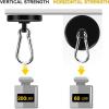 imageDIYMAG Black Magnetic Hooks 150LBS Strong Heavy Duty Neodymium Magnet Hooks with Swivel Carabiner Hook Great for Your Refrigerator and Other Magnetic Surfaces36mm Diameter200lbs4P