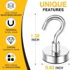 imageDIYMAG Magnetic Hooks 30lbs Magnet Hook 2025 Cruise Cabin Ship Essentials Heavy Duty Strong Magnets Refrigerator Fridge Hanging for Classroom Beach Vacation Kitchen Grills Home 60 PackSilver