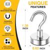imageDIYMAG Magnetic Hooks 30lbs Magnet Hook 2025 Cruise Cabin Ship Essentials Heavy Duty Strong Magnets Refrigerator Fridge Hanging for Classroom Beach Vacation Kitchen Grills Home 60 PackSilver