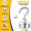 imageDIYMAG Magnetic Hooks 30lbs Magnet Hook 2025 Cruise Cabin Ship Essentials Heavy Duty Strong Magnets Refrigerator Fridge Hanging for Classroom Beach Vacation Kitchen Grills Home 60 PackSilver