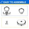 imageDIYMAG Magnetic Hooks 60 lbs27 KG Pulling Force Rare Earth Magnetic Hooks with Countersunk Hole Eyebolt for Home Kitchen Workplace Office and Garage 10 Packs60lbs Magnetic Hooks10P