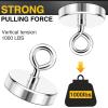 imageDIYMAG Neodymium Fishing Magnets 100lbs Pulling Force Rare Earth Magnet with Countersunk Hole Eyebolt Diameter 142Inch 36mm for Retrieving in River an Magnetic FishingSingle Hole