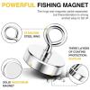 imageDIYMAG Neodymium Fishing Magnets 100lbs Pulling Force Rare Earth Magnet with Countersunk Hole Eyebolt Diameter 142Inch 36mm for Retrieving in River an Magnetic FishingSingle Hole