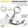 imageDIYMAG Neodymium Fishing Magnets 100lbs Pulling Force Rare Earth Magnet with Countersunk Hole Eyebolt Diameter 142Inch 36mm for Retrieving in River an Magnetic FishingSingle Hole