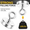 imageDIYMAG Neodymium Fishing Magnets 100lbs Pulling Force Rare Earth Magnet with Countersunk Hole Eyebolt Diameter 142Inch 36mm for Retrieving in River an Magnetic FishingSingle Hole
