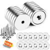 imageDIYMAG Neodymium Round Base Cup Magnet Strong Rare Earth Magnets with Heavy Duty Countersunk Hole and Stainless Screws for Refrigerator Magnetic Office Craft SilverSilver