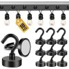 imageDIYMAG Outdoor Hooks for Hanging String Lights White Magnetic Hooks Strong 30lbs Hanging Party Light Wall Cable 2025 Cruise Cabin Ship Essentials Heavy Duty Strong Magnets for Outside Grill 6PCSBlack
