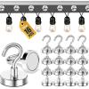imageDIYMAG Outdoor Hooks for Hanging String Lights White Magnetic Hooks Strong 30lbs Hanging Party Light Wall Cable 2025 Cruise Cabin Ship Essentials Heavy Duty Strong Magnets for Outside Grill 6PCSSilver