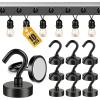 imageDIYMAG Outdoor Hooks for Hanging String Lights White Magnetic Hooks Strong 30lbs Hanging Party Light Wall Cable 2025 Cruise Cabin Ship Essentials Heavy Duty Strong Magnets for Outside Grill 6PCSBlack