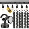 imageDIYMAG Outdoor Hooks for Hanging String Lights White Magnetic Hooks Strong 30lbs Hanging Party Light Wall Cable 2025 Cruise Cabin Ship Essentials Heavy Duty Strong Magnets for Outside Grill 6PCSBlack