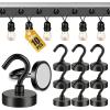 imageDIYMAG Outdoor Hooks for Hanging String Lights White Magnetic Hooks Strong 30lbs Hanging Party Light Wall Cable 2025 Cruise Cabin Ship Essentials Heavy Duty Strong Magnets for Outside Grill 6PCSBlack