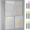 imageDIYMAG Planning Pads 4Pack Acrylic Magnetic Dry Erase Calendar for Fridge Clear Skylight Calendar Set 2025 Magnetic Weekly Monthly Daily Memo Planner Board for Refrigerator with 6 Colors MarkersTransparen