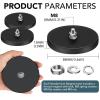 imageDIYMAG Rubber Coated Magnets 12 Pcs Adhesive Power 120LBS AntiScratch Neodymium Magnet Base with M8 Threaded Studs and Nuts Black Strong Magnets Hold for Light Bar Mirror Camera PTZM8120LB346in