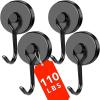 imageDIYMAG Swivel Swing Powerful Magnetic Hooks 100LB 7 Pack Strong Heavy Duty Neodymium Magnet Hooks Great for Grill Refrigerator Kitchen OfficeLength 68mm267in Diameter 32mm126inBlack