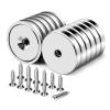 imageDIYMAG 6Pcs Neodymium Round Base Cup MagnetStrong Rare Earth Magnets with Heavy Duty Countersunk Hole and Stainless Screws for Refrigerator Magnets Office Craft 142 inch Blacksilver