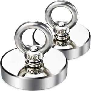 imageDIYMAG 2Pack 270 lbs123 KG Pulling Force Powerful Fishing Magnetswith Countersunk Hole Eyebolt Diameter 188 inch48 mm for Retrieving in River and Magnetic Fishing75mm 2P