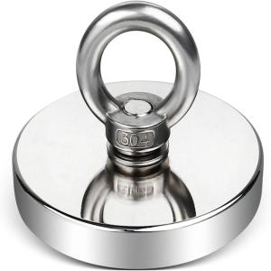 imageDIYMAG 2Pack 270 lbs123 KG Pulling Force Powerful Fishing Magnetswith Countersunk Hole Eyebolt Diameter 188 inch48 mm for Retrieving in River and Magnetic Fishing120mm