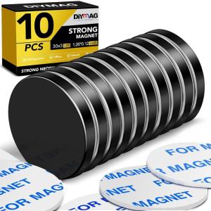 imageDIYMAG 4 Pack Strong Magnets with Double Sided Adhesive 126quot x 012quot Round Permanent Powerful Neodymium Disc Rare Earth Magnet for Fridge Classroom DIY Building Scientific Craft and OfficeBlack