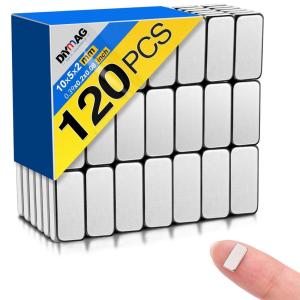 imageDIYMAG 4 Pack Strong Neodymium Bar Magnets Powerful Rare Earth Magnetic Heavy Duty Metal Magnet with DoubleSided Adhesive for Fridge Kitchen DIY Craft and Office Science 40x10x5mmSilver