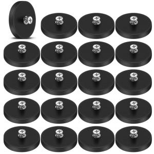 imageDIYMAG 4Pcs Rubber Coated AntiScratch Mounting Magnets Adhesive Power 30LBS Neodymium Magnet Based with M5 Threaded Studs Strong Magnetic Hold The Base for Light Bar Mirror Camera PTZ169 Inch20p Cross Bolt