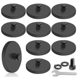 imageDIYMAG 4Pcs Rubber Coated AntiScratch Mounting Magnets Adhesive Power 30LBS Neodymium Magnet Based with M5 Threaded Studs Strong Magnetic Hold The Base for Light Bar Mirror Camera PTZ169 Inch10p Hex Bolt