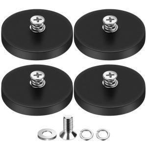 imageDIYMAG 4Pcs Rubber Coated AntiScratch Mounting Magnets Adhesive Power 30LBS Neodymium Magnet Based with M5 Threaded Studs Strong Magnetic Hold The Base for Light Bar Mirror Camera PTZ169 Inch4p Cross Bolt