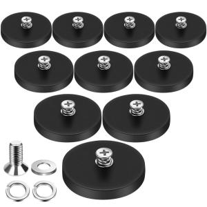 imageDIYMAG 4Pcs Rubber Coated AntiScratch Mounting Magnets Adhesive Power 30LBS Neodymium Magnet Based with M5 Threaded Studs Strong Magnetic Hold The Base for Light Bar Mirror Camera PTZ169 Inch10p Cross Bolt