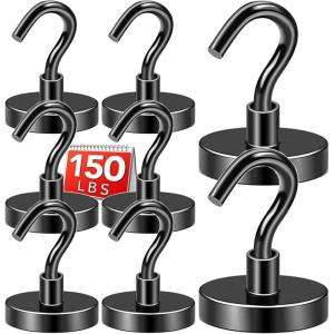 imageDIYMAG 6 Packs Magnetic Hooks150 Lb Heavy Duty Neodymium Magnets for Refrigerator Strong Cruise Ship Essentials Hook for Hanging Magnetics Hanger for Grill150lbs8P