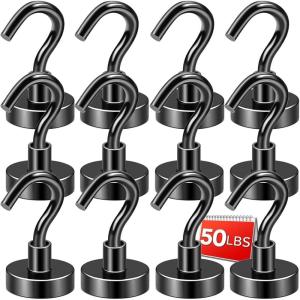 imageDIYMAG 6 Packs Magnetic Hooks150 Lb Heavy Duty Neodymium Magnets for Refrigerator Strong Cruise Ship Essentials Hook for Hanging Magnetics Hanger for Grill50lbs12P