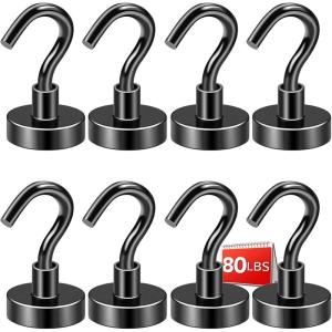 imageDIYMAG 6 Packs Magnetic Hooks150 Lb Heavy Duty Neodymium Magnets for Refrigerator Strong Cruise Ship Essentials Hook for Hanging Magnetics Hanger for Grill80lbs8P