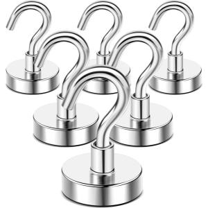 imageDIYMAG 6 Packs Magnetic Hooks150 Lb Heavy Duty Neodymium Magnets for Refrigerator Strong Cruise Ship Essentials Hook for Hanging Magnetics Hanger for Grill50lbs6P