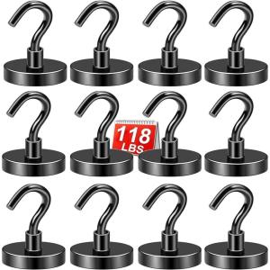 imageDIYMAG 6 Packs Magnetic Hooks150 Lb Heavy Duty Neodymium Magnets for Refrigerator Strong Cruise Ship Essentials Hook for Hanging Magnetics Hanger for Grill118lbs12P