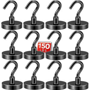 imageDIYMAG 6 Packs Magnetic Hooks150 Lb Heavy Duty Neodymium Magnets for Refrigerator Strong Cruise Ship Essentials Hook for Hanging Magnetics Hanger for Grill150lbs12P